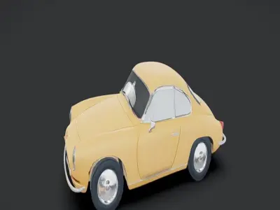 classic orange two-door coupe car 3D model