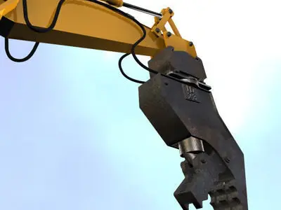 Hydraulic Excavators with demolition bucket 3D model
