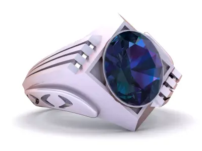 Luxury Emerald Men Signet Ring 3D PrintableModel 3D print model