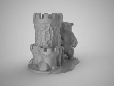 Bear Castle Pen Holder 3D print model