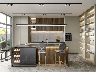 Kitchen fully parametric  Resizable manufacturable 0028 3D model