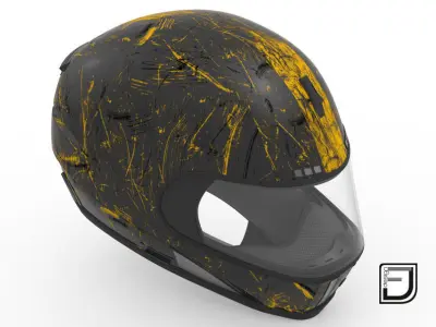 Black Grunge Helmet 04 3D model