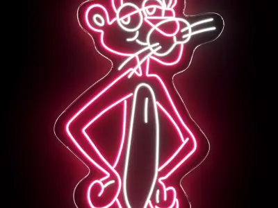 Pink Panther Neon Sign 3D model purchase