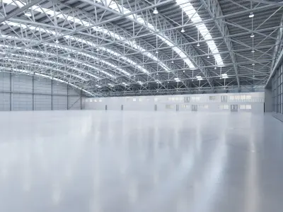 Airplane Hangar Interior 8b Low-poly 3D model