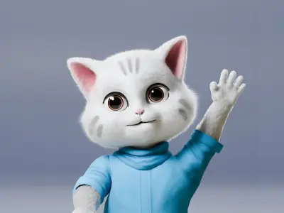 Stylized Cute Cat  Low-poly 3D model