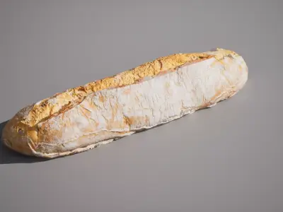 Baguette with olives 5K triangles 4K PBR textures Low-poly 3D model