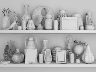 Decorative set of vases and figurines 3D model