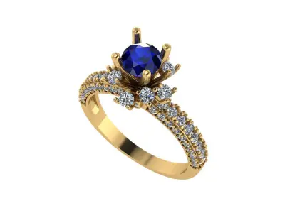 Women diamond ring 3d render 3D print model 4
