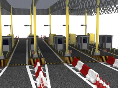 Toll Plaza Station model Low-poly 3D model