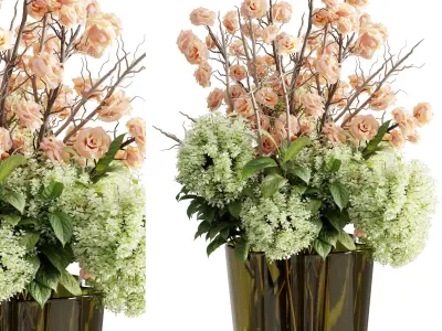 Flower In a Glass Vase - Bouquet 79 3D model
