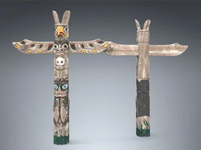 Totem Pole PBR Low-poly 3D model