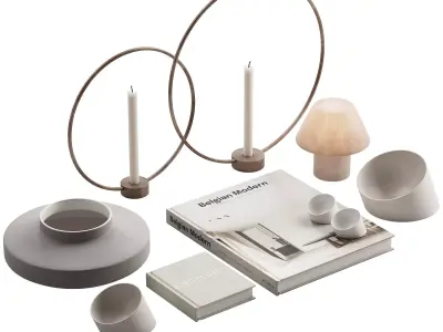 056 Living decor set minimum NEUTRAL PACK 01 3D model