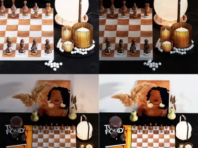 Decorative set with Umbra wobble chess set AVATAR  3D model