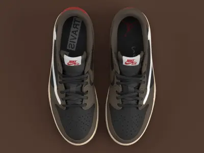 Travis Scott x Air Jordan Dark Mocha Low-poly 3D model