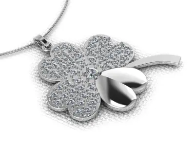 A pendant made in the shape of a clover 3D print model