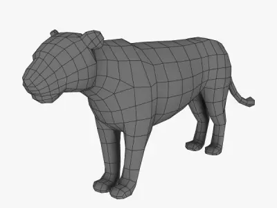 Lion Female Low-poly 3D model
