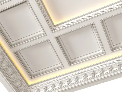 Modern coffered illuminated ceiling 3D model