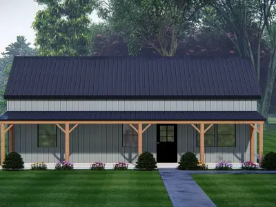 Modern Barndominium 3D Model  Barn Style Residence Design 3D model