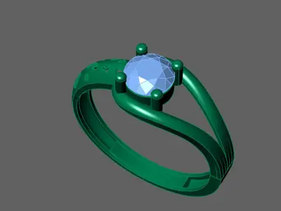 Womens Rings With Stone Ring Ready STL 3DM Models Rings women 3D print model 11