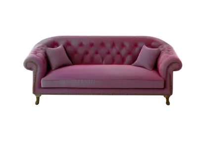 Elegant Pink Classical Glam Sofa Low-poly 3D model