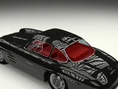 Rigged Mercedes 300SL Gullwing with Interior 3D model