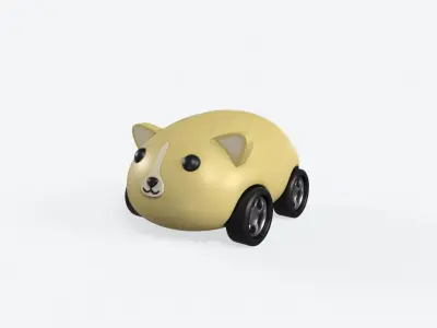 Cartoon Dog Car Cute Low-poly 3D model