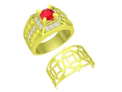 Luxury Square Gemstone Men Ring 3D Model for Jewelry 4054 3D print model