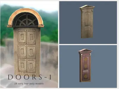 Doors 1 set of for sims Low-poly 3D model