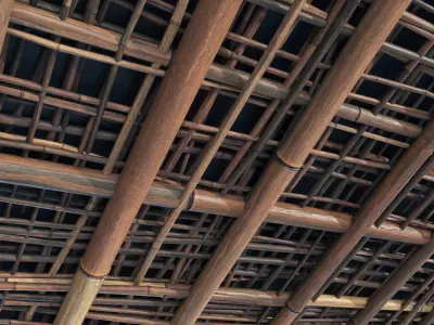 Ceiling bamboo branch cage decor  n1 3D model