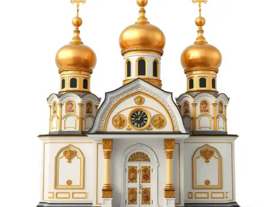 Golden Orthodox Church model pack Low-poly 3D model