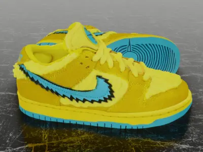 GD X NIKE AIR JORDAN SB DUNK LOW PRO OPTI YELLOW 3D SHOES Low-poly 3D model