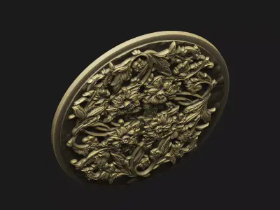 ivy decor floral ornate cnc  laser leave motif home wall  relief 3D print model