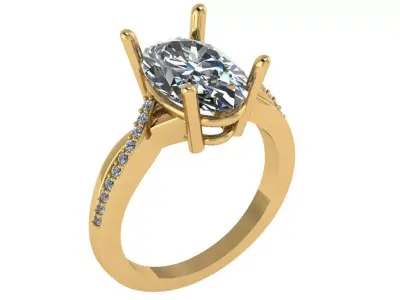 oval criss cross shank solitaire  3D print model