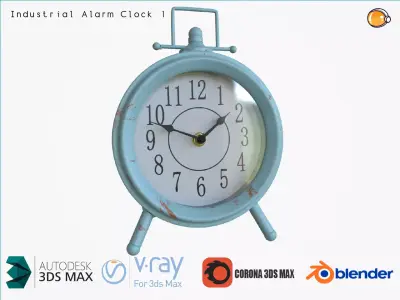 Industrial Alarm clock Table Clock Tabletop Clock MantelClock 3D model