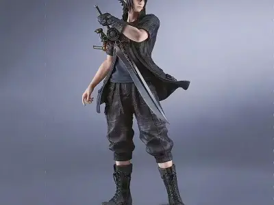 Anime Character with Dual Swords - Dynamic Action Pose 3D model