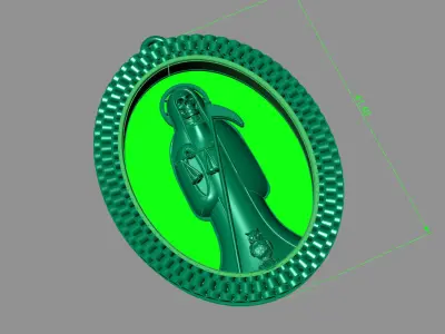  santa muerte holy death small size pendant 3D STL 3DM skull 3D print model
