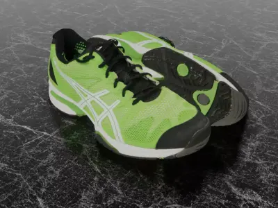 ASICS MENS GEL SOLUTION SPEED E200N GREEN RUNNING 3D SHOES 3D model