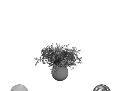 Bouquet of Hydrangea and Olive Branches 3D model