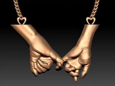 Gold Couple hands Pendant M21 3D print model