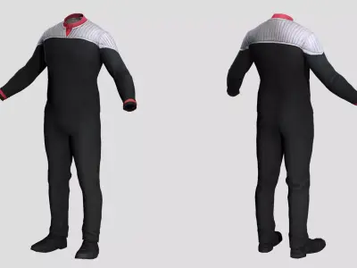 Futuristic Racing Driver Outfit - Black White Pilot Suit Low-poly 3D model