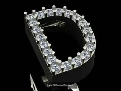 Letters Diamond Golden Necklaces Set 3D Model Pack