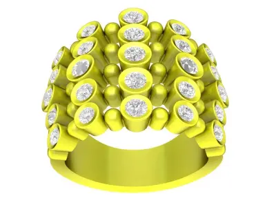 Luxury Multi Bezel Cluster Ring 3D Jewelry Model 4506 3D print model