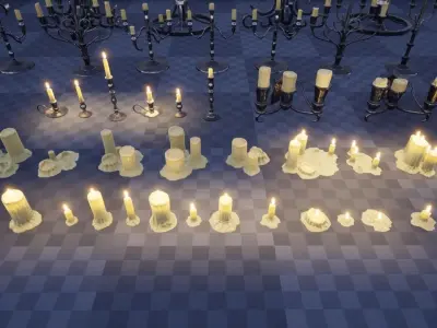 Candle Set candlesticks Low-poly 3D model