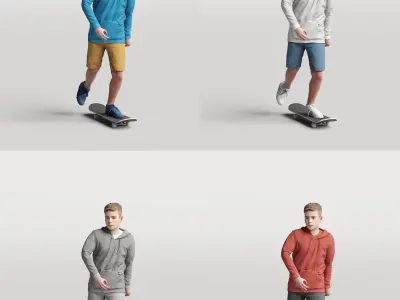 Humano Skateboarding Child 0814 3D model