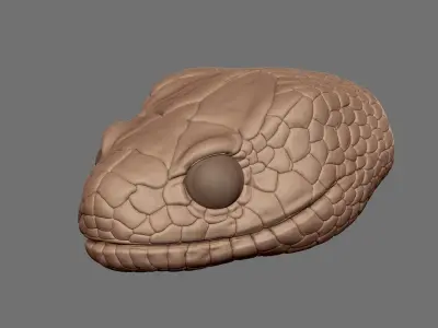 highly detailed Snake head 3D model