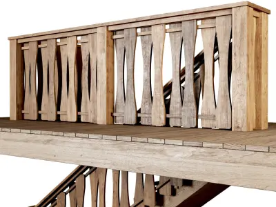 Wooden stair F021  3D model