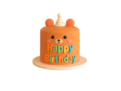Low-Poly Birthday Cake 09  Low-poly 3D model