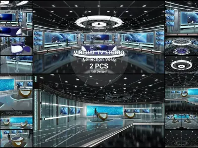Virtual TV Studio Sets - Collection Vol 6 - 2 PCS DESIGN 3D model