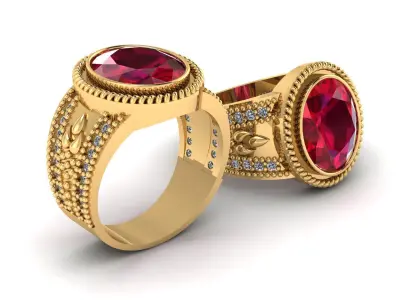 LUXURY PRECIOUS RUBY RING 3D PRINTABLE MODEL 3D print model