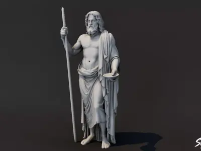 Zeus Statue  Low-poly 3D model